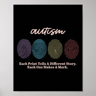 Póster Camisetas de huellas dactilares de autismo