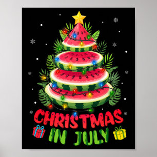 Póster Camisetas de Navidad en Julio Sandía Árbol Playa V