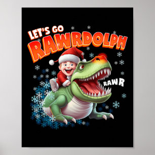 Póster Camisetas de Navidad T-rex Merry Rexmas Rawrdolph 