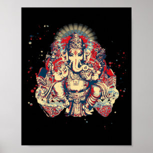 Póster Camisetas de Yoga Espiritual Dios Hindú Ganesha Me