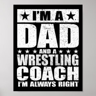 Póster Camisetas del Día del Padre entrenador de lucha li
