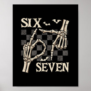 Póster Camisetas Divertidas 67 Meme Mano de Esqueleto 6 7