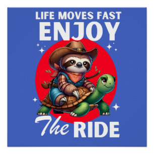 Póster Camisetas divertidos de pereza y tortuga de vaquer