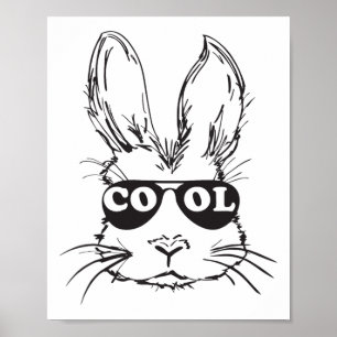 Póster Camisetas Geniales con Cara de Conejo Feliz Pascua