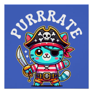Póster Camisetas piratas Cat Lover Gift Corte recta T