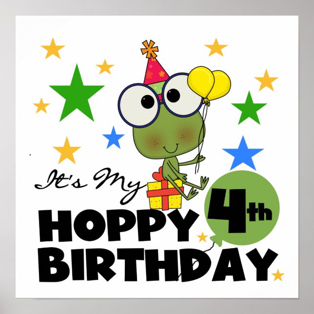 Póster Camisetas y regalos de cumpleaños de Hoppy Frog (Frente)