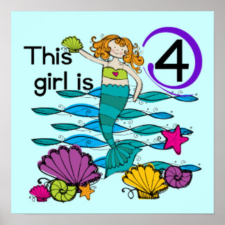 Póster Camisetas y regalos de cumpleaños de Sirena