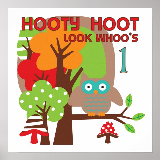 Póster Camisetas y regalos de Owl First Birthday (Frente)