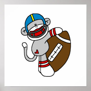 Póster Camisetas y regalos del Sock Monkey Football T