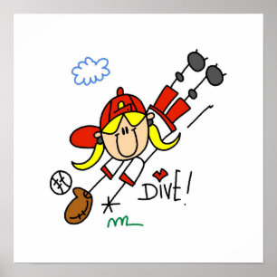 Póster Camisetas y regalos del softball de los chicas de