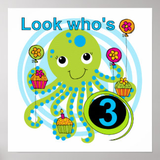 Póster Camisetas y regalos Octopus 3º cumpleaños