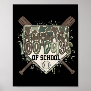 Póster Camo 100 Días De Colegio Béisbol Placa De Home Dri