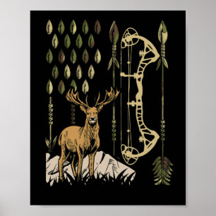 Póster Camo Bandera Americana Bowaching Bow Archery Deer