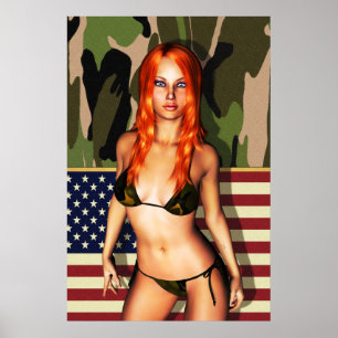 Póster Camo Bikini Babe americano