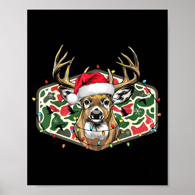 Póster Camo Christmas Santa Deer Hunting Season Holiday O (Frente)