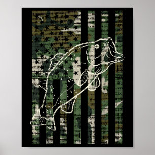 Póster Camo de pesca bandera de EE. UU. pez B patriota pe