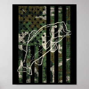 Póster Camo de pesca bandera de EE. UU. pez B patriota pe
