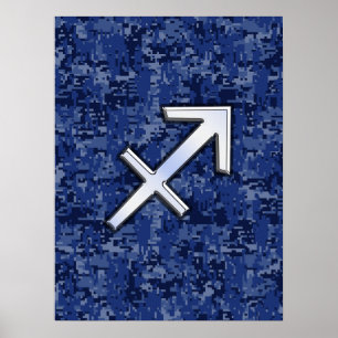 Póster Camo digital de la marina de Rótulo Zodiac Silver 