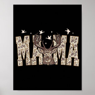 Póster Camo mamá ciervo caza camuflaje día de la madre