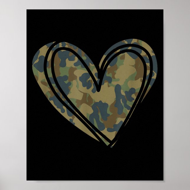 Póster Camo Print Heart Valentines Day  (Frente)