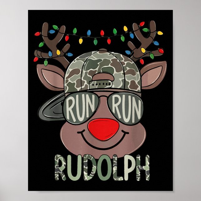 Póster Camo Reindeer Hat Ball Cap Christmas Boy Cute Xmas (Frente)