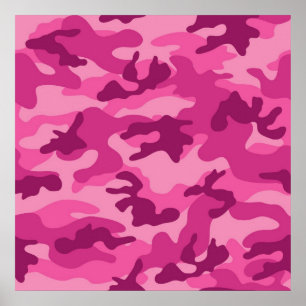 Póster Camo rosa brillante, camuflaje