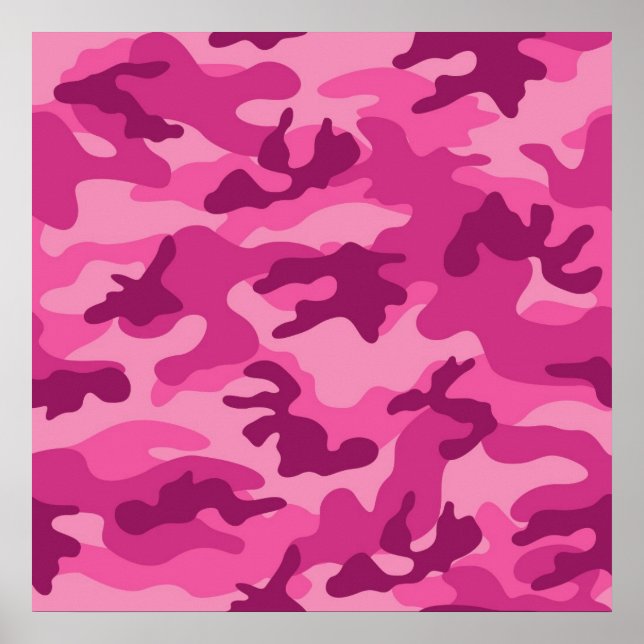 Póster Camo rosa brillante, camuflaje (Frente)