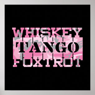 Póster Camo rosa del tango Foxtrot del Whiskey del ejérci