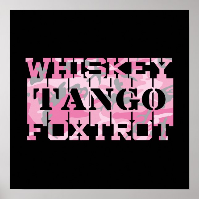 Póster Camo rosa del tango Foxtrot del Whiskey del ejérci (Frente)