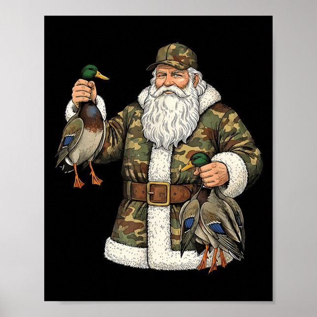 Póster Camo Santa Mallard Duck Hunting Christmas Hunter G (Frente)