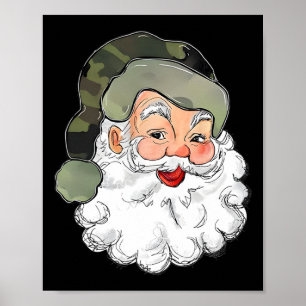 Póster Camo Santa Merry Niños de Navidad Camouflage Graci