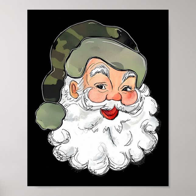 Póster Camo Santa Merry Niños de Navidad Camouflage Graci (Frente)