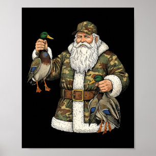 Póster Camo Santa Pato Mallard Caza Navidad Cazador G