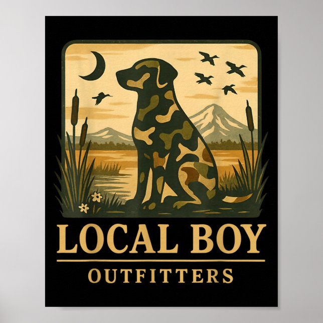 Póster Camo Southern Local Boy Duck Hunting Black Lab Out (Frente)