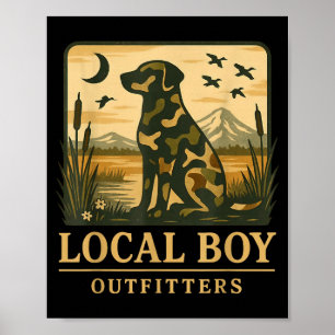 Póster Camo sureño chico local caza de patos labrador neg
