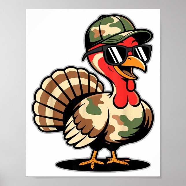 Póster Camo Turkey Day Hunting Fall Thanksgiving  (Frente)