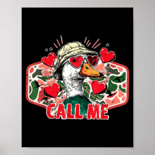 Póster Camo Vintage Llámame Caza de Patos San Valentín Di