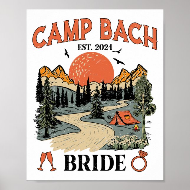 Póster Campamento Bach Bride Camping Bachelorette Party (Frente)