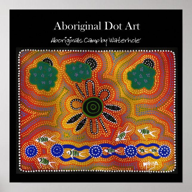 Póster Campamento de aborígenes por agujero de agua (Frente)