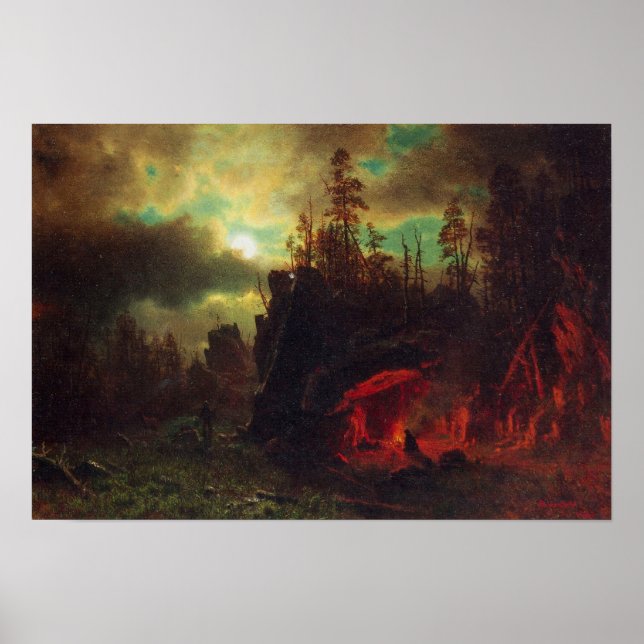 Póster Campamento de Albert Bierstadt-Trapper (Frente)
