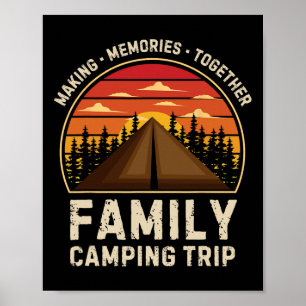 Póster Campamento de Caravana Vintage Campamento Familiar