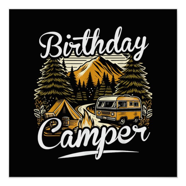 Póster Campamento de cumpleaños Camping (Anverso)