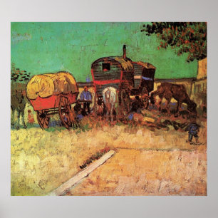 Póster Campamento de gitanos con caravanas