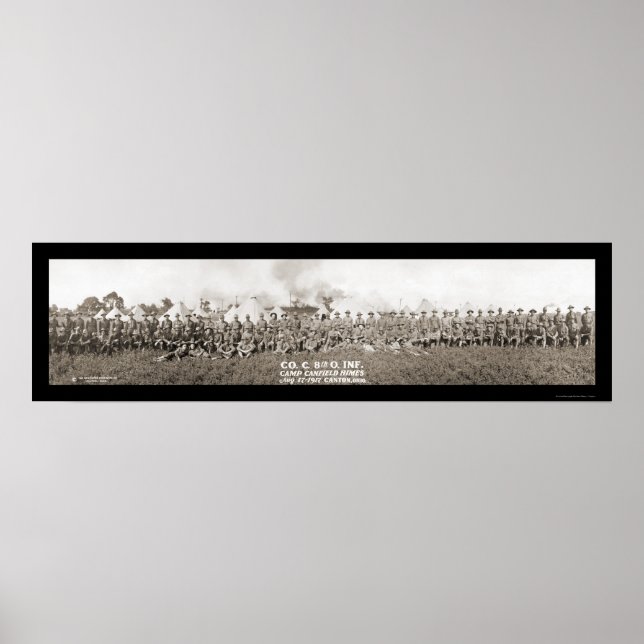 Póster Campamento de Infantería Canton OH Foto 1917 (Frente)