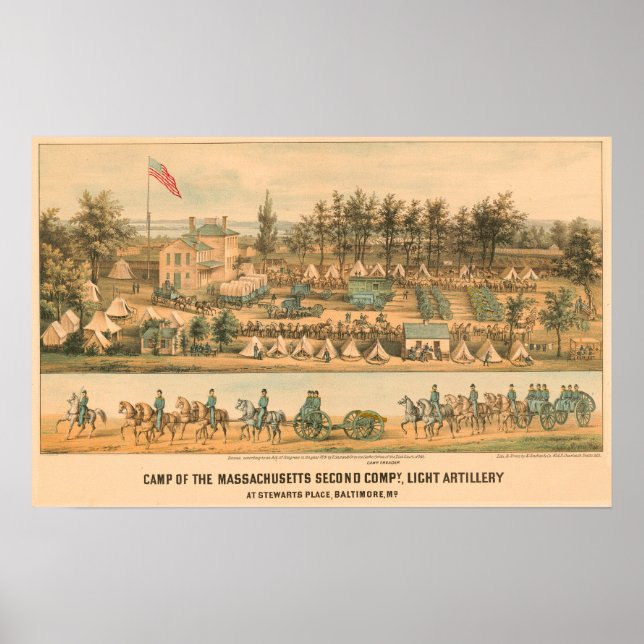 Póster Campamento de la Segunda Compañía de Massachusetts (Frente)