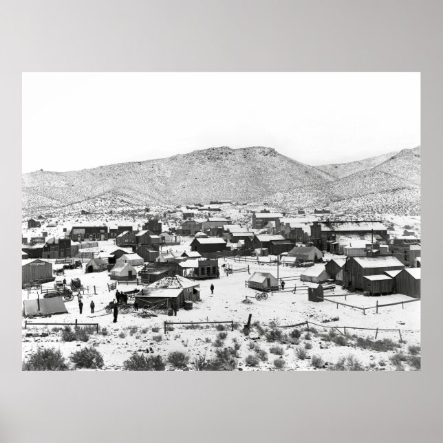 Póster CAMPAMENTO DE MINERÍA DE ORO CALIFORNIA en INVIERN (Frente)