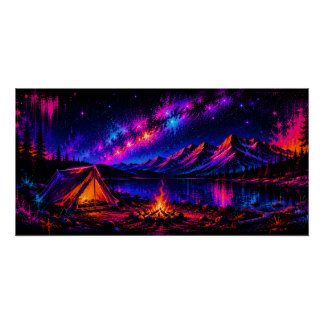 Póster Campamento de neón