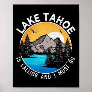 Póster Campamento de pesca en barco - Lakeview Lake Tahoe