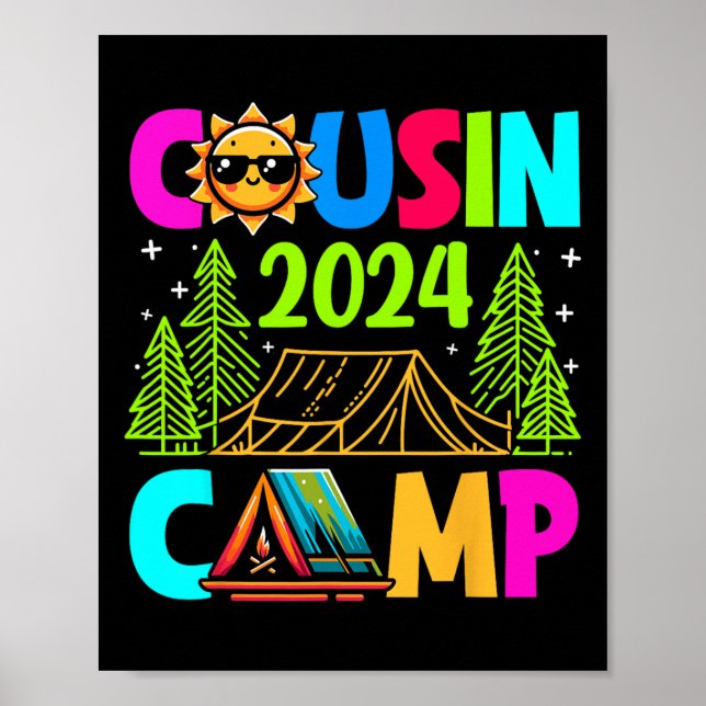 Póster Campamento de Primos 2024 Camping de verano para f (Frente)