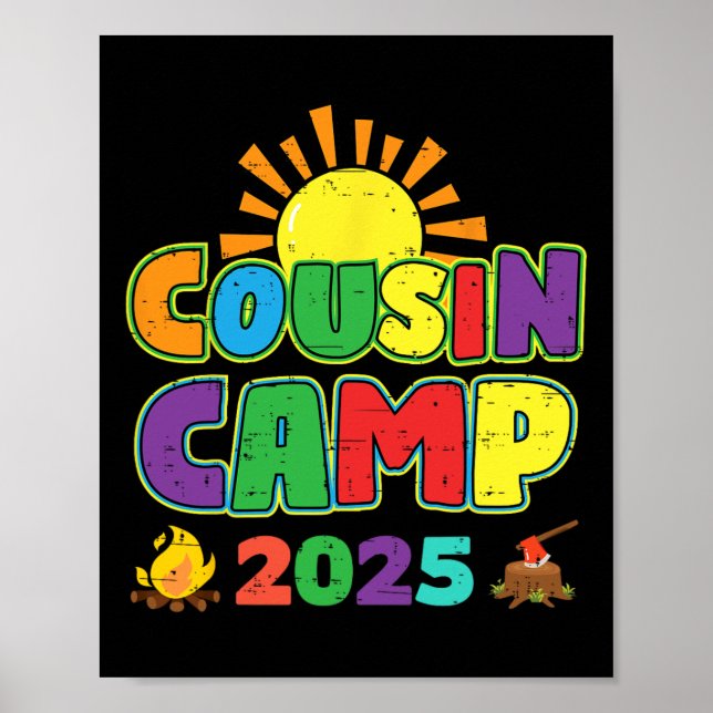Póster Campamento de Primos 2025 Camping de verano para f (Frente)